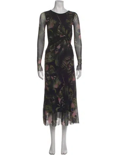 Pre-owned Fuzzi Printed Midi Length Dress In Black