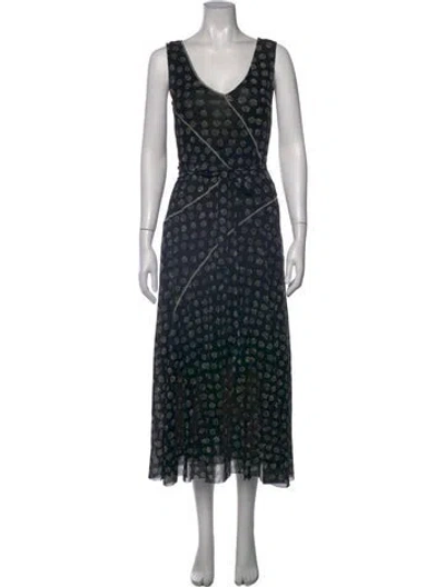 Pre-owned Fuzzi Printed Midi Length Dress In Black