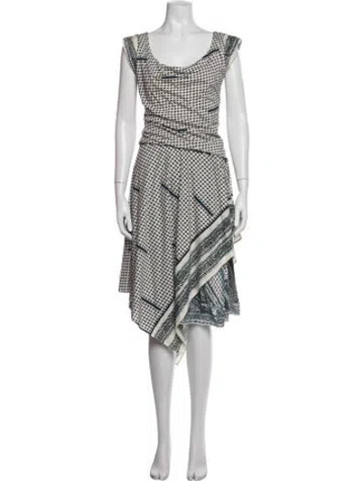 Pre-owned Fuzzi Printed Midi Length Dress In Black