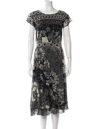 Pre-owned Fuzzi Printed Midi Length Dress In Black