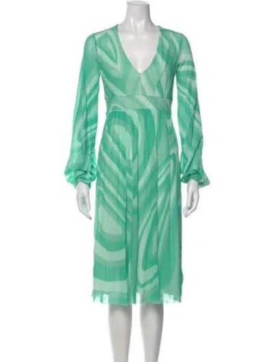 Pre-owned Fuzzi Printed Midi Length Dress In Green