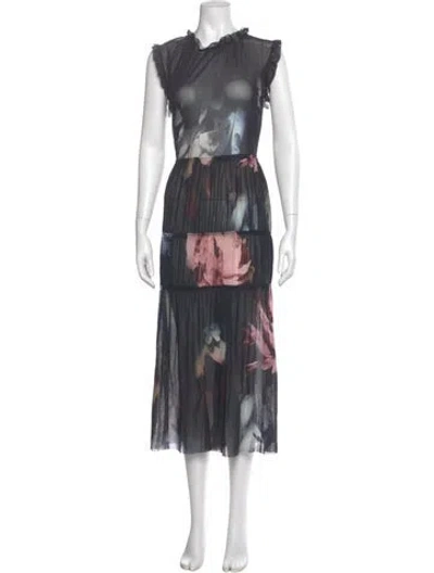 Pre-owned Fuzzi Printed Midi Length Dress In Multi