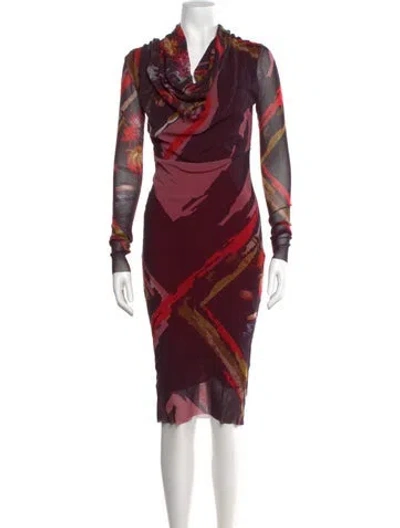 Pre-owned Fuzzi Printed Midi Length Dress In Multi