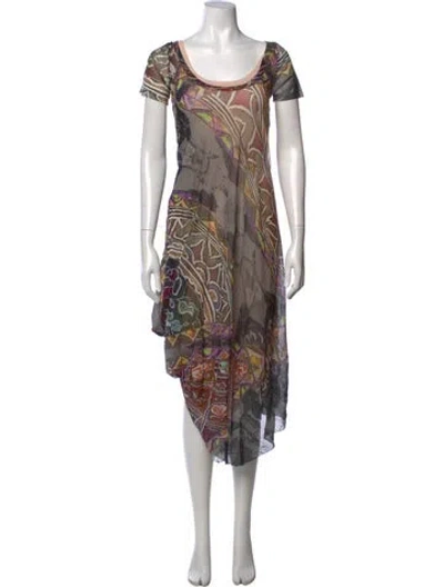 Pre-owned Fuzzi Printed Midi Length Dress In Multicolor