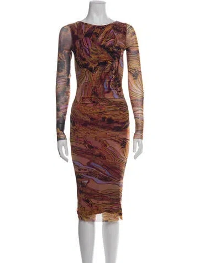 Pre-owned Fuzzi Printed Midi Length Dress In Multicolor
