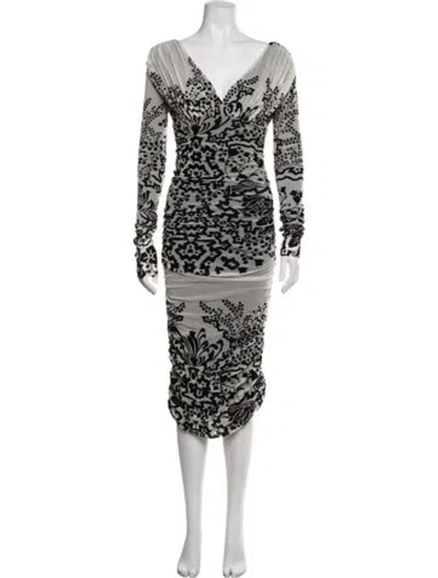 Pre-owned Fuzzi Printed Midi Length Dress In Multicolor