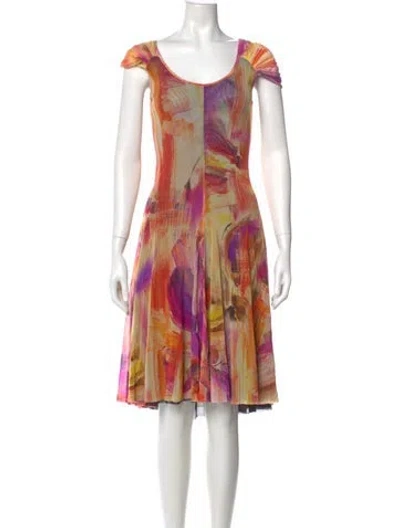 Pre-owned Fuzzi Printed Midi Length Dress In Orange