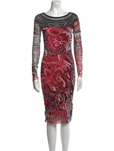 Pre-owned Fuzzi Printed Midi Length Dress In Pink