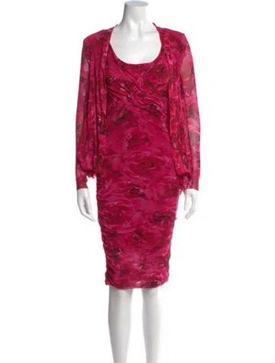 Pre-owned Fuzzi Printed Midi Length Dress In Pink