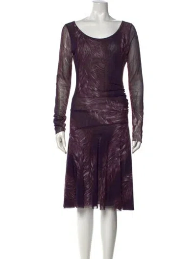 Pre-owned Fuzzi Printed Midi Length Dress In Purple