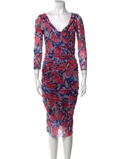 Pre-owned Fuzzi Printed Midi Length Dress In Red