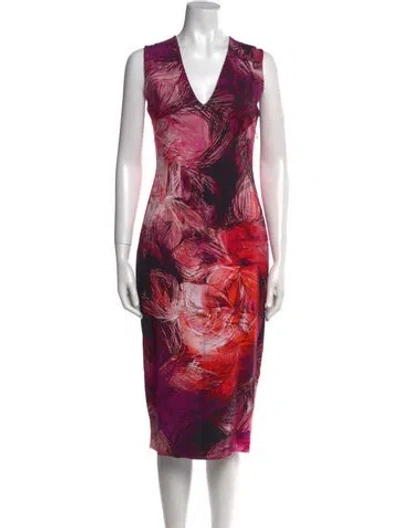 Pre-owned Fuzzi Printed Midi Length Dress In Red