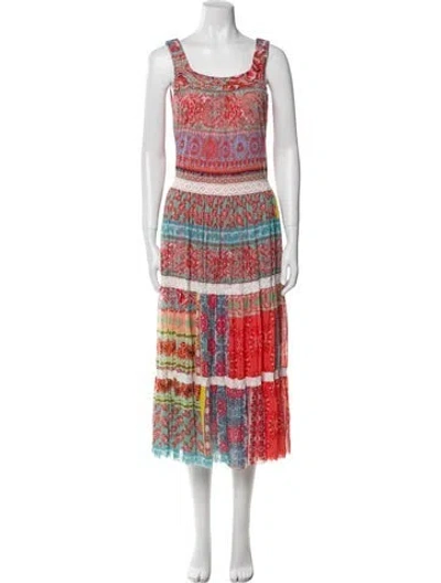 Pre-owned Fuzzi Printed Midi Length Dress In Red