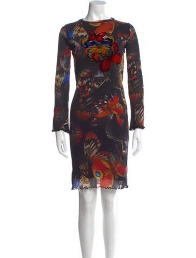 Pre-owned Fuzzi Printed Mini Dress In Black