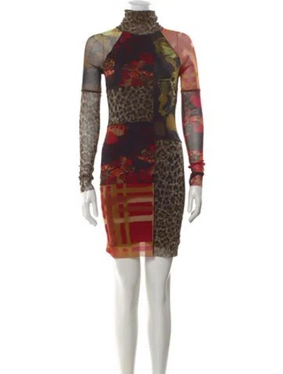 Pre-owned Fuzzi Printed Mini Dress In Black