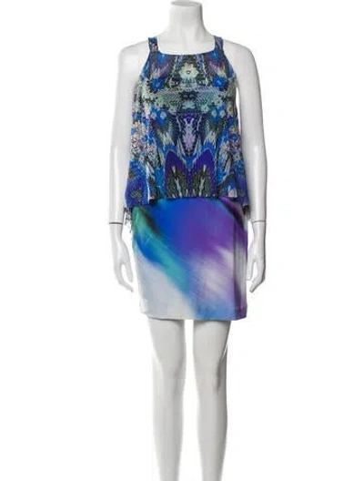 Pre-owned Fuzzi Printed Mini Dress In Blue