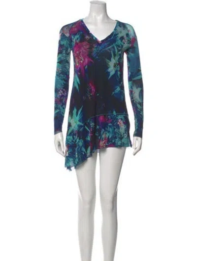 Pre-owned Fuzzi Printed Mini Dress In Blue