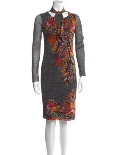 Pre-owned Fuzzi Printed Mini Dress In Gray