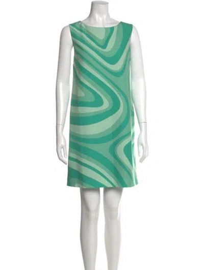 Pre-owned Fuzzi Printed Mini Dress In Green