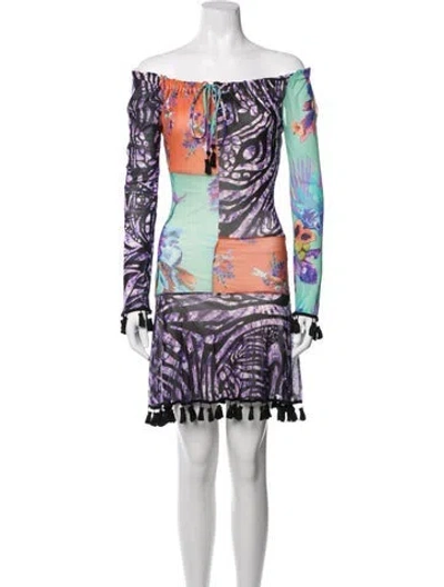 Pre-owned Fuzzi Printed Mini Dress In Purple