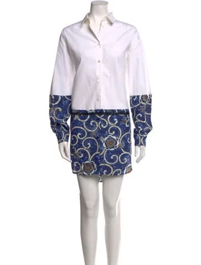 Pre-owned Fuzzi Printed Mini Dress In White