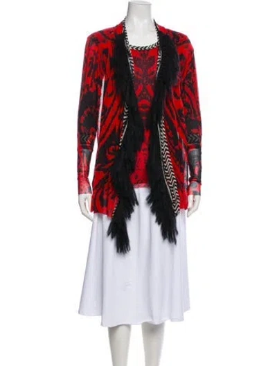 Pre-owned Fuzzi Printed Ruffle Embellishment Set In Red