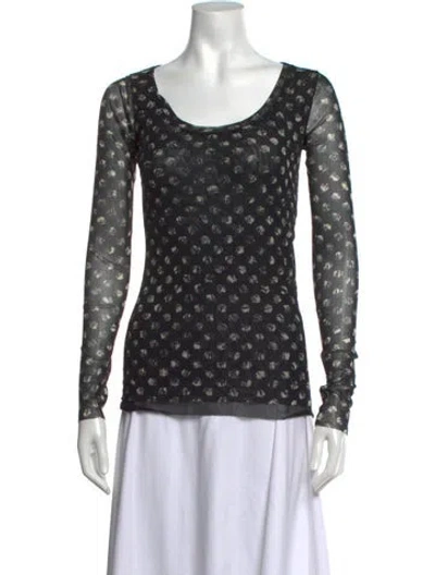 Pre-owned Fuzzi Printed Scoop Neck Top In Black