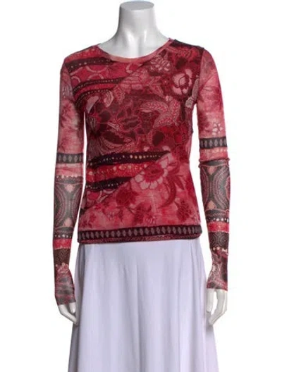Pre-owned Fuzzi Printed Scoop Neck Top In Red