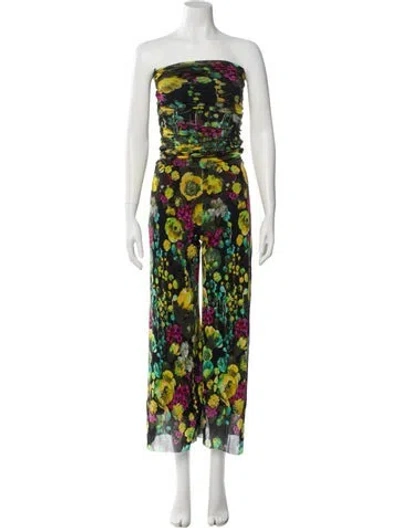 Pre-owned Fuzzi Printed Strapless Jumpsuit In Green