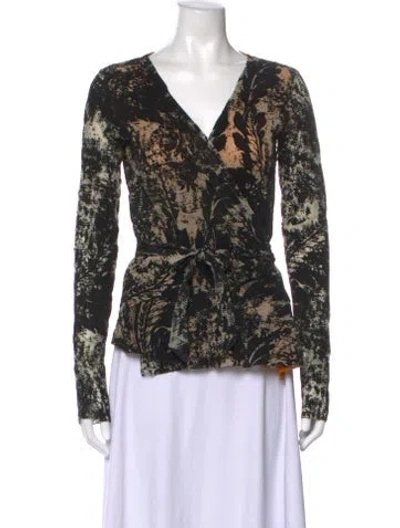 Pre-owned Fuzzi Printed V-neck Sweater In Black