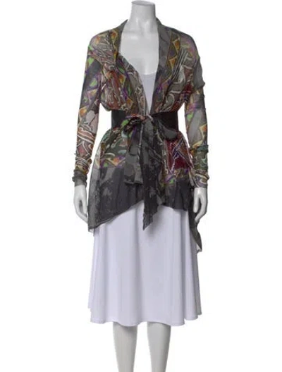 Pre-owned Fuzzi Printed V-neck Sweater W/ Tags In Multi
