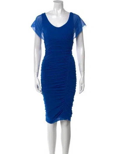 Pre-owned Fuzzi Scoop Neck Knee-length Dress In Blue