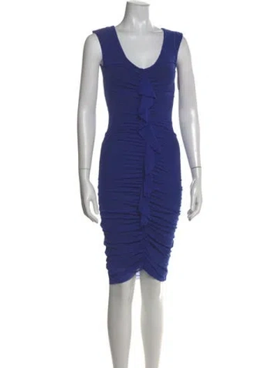 Pre-owned Fuzzi Scoop Neck Knee-length Dress In Blue