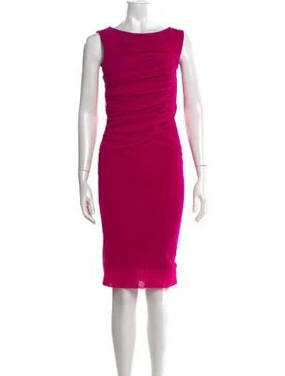 Pre-owned Fuzzi Scoop Neck Knee-length Dress In Pink