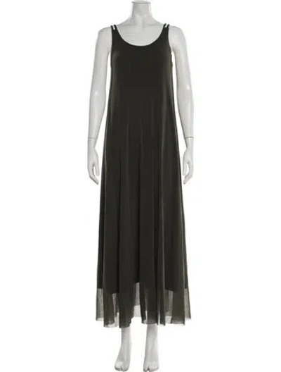 Pre-owned Fuzzi Scoop Neck Long Dress In Green