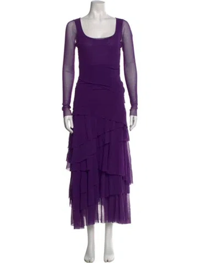 Pre-owned Fuzzi Scoop Neck Long Dress In Purple