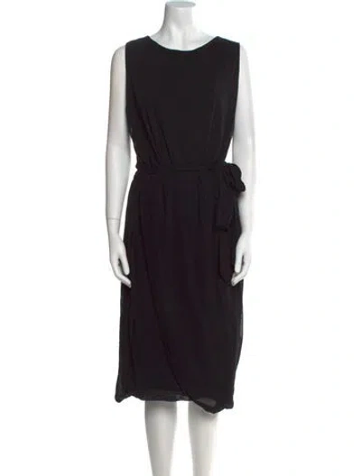 Pre-owned Fuzzi Scoop Neck Midi Length Dress In Black