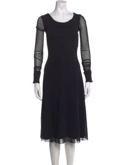 Pre-owned Fuzzi Scoop Neck Midi Length Dress In Black