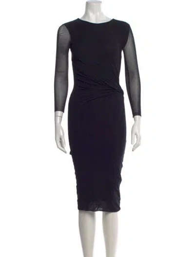 Pre-owned Fuzzi Scoop Neck Midi Length Dress In Blue