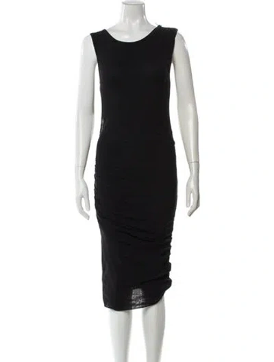 Pre-owned Fuzzi Scoop Neck Midi Length Dress In Gray