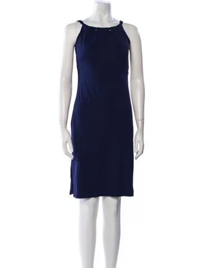 Pre-owned Fuzzi Scoop Neck Mini Dress In Blue