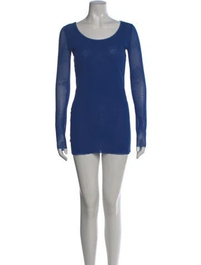 Pre-owned Fuzzi Scoop Neck Mini Dress In Blue