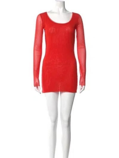 Pre-owned Fuzzi Scoop Neck Mini Dress In Orange