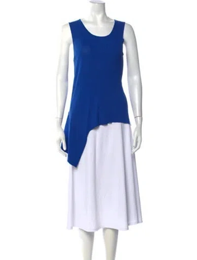 Pre-owned Fuzzi Scoop Neck Sweater In Blue