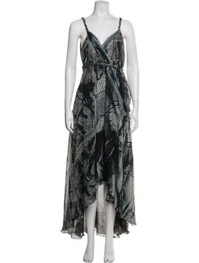 Pre-owned Fuzzi Silk Long Dress In Black