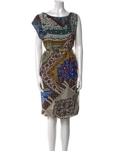 Pre-owned Fuzzi Silk Mini Dress In Multi
