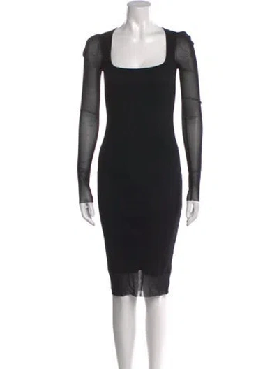 Pre-owned Fuzzi Square Neckline Knee-length Dress In Black