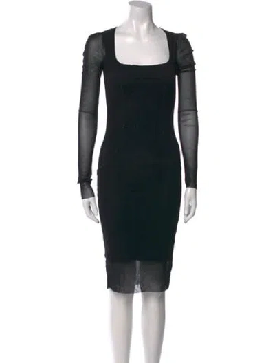 Pre-owned Fuzzi Square Neckline Knee-length Dress In Black
