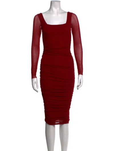 Pre-owned Fuzzi Square Neckline Knee-length Dress In Red