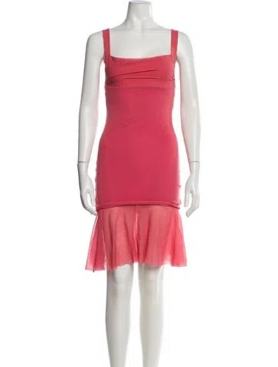 Pre-owned Fuzzi Square Neckline Mini Dress In Pink